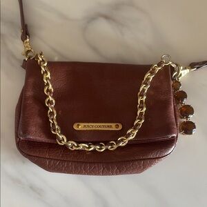 Juicy Couture Brown Gold Crossbody Bag with Chain Strap